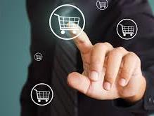 Finger and shopping cart icon 
